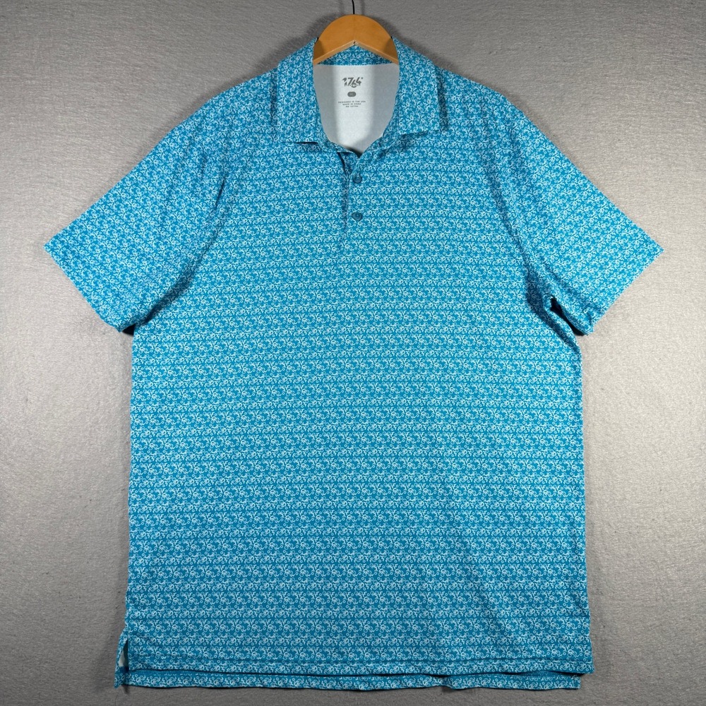 1764 Signature Mens XL Bicycle Print Performance Polo Shirt Turquoise SV17324